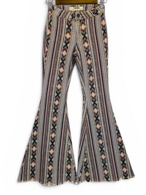 Rock&Roll Denim Bargain Button Bell Flare Jeans Mid-Rise Womens 24x34
